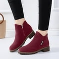 thumbnail image 2 of Tao Tao Womens Boots Round Toe Solid Block Heel Solid Ankle Boots Anti Slip Outdoor Casual Trendy Retro Short Women Boots Red 37, 2 of 4