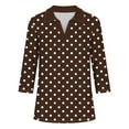 thumbnail image 5 of Fesfesfes Women's Solid Color Blouses Trendy Loose Casual Three-Quarter Sleeve V-Neck Tops Slim-Fitting Cut to Flatter Figure T-Shirt(Brown#1,2XL), 5 of 6