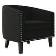 thumbnail image 6 of BELLEZE Accent Barrel Chair, Modern Tub Club Chair Upholstered Armchair for Living Room, Accent Chair with Silver Nail Head Trim Black Legs - Kyara (Black/Polyester), 6 of 7