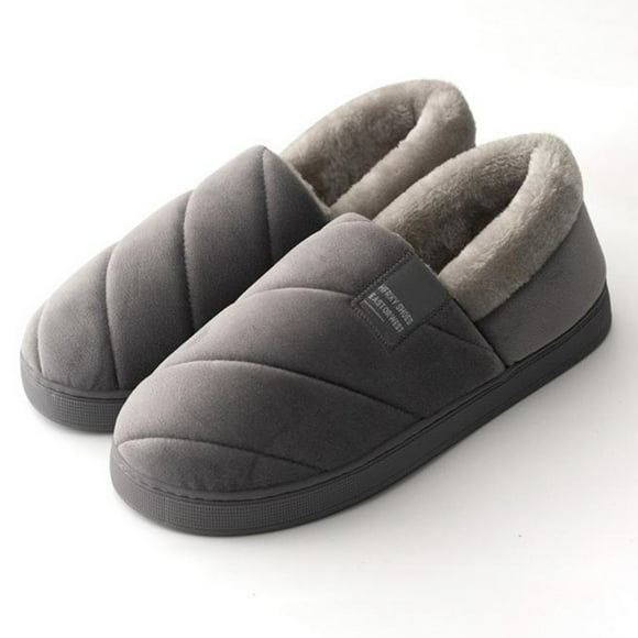 PEONAVET Men's Cozy Memory Foam Slippers with Warm Fleece Lining, Wool-Like Blend Micro Suede House Shoes with Indoor Outdoor Rubber Sole - Summer Savings Clearance