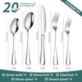 thumbnail image 2 of 20 Pieces Silverware Set Service for 4, Food-Grade Stainless Steel Flatware Set, Cutlery Set Including Dinner Knife Fork Spoon, Mirror Polished Utensil Set for Party Wedding Family Picnic(silver), 2 of 7