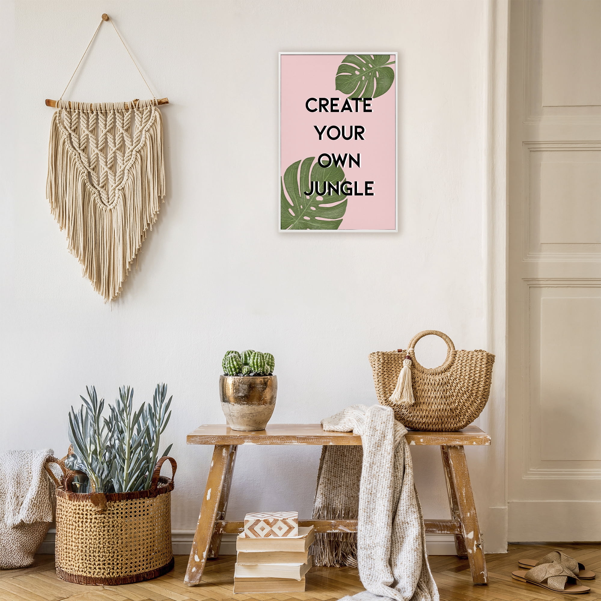 Stupell Industries Create Your Own Jungle White Framed Giclee Art, design by Martina Pavlova