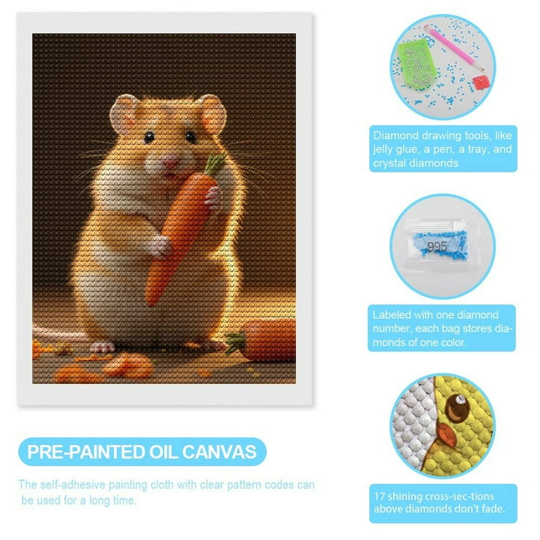 Diamond Painting Hamster in de sneeuw