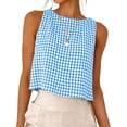 thumbnail image 5 of Bosfbaoi Gingham Top Summer Crop Tank Tops, Casual Sleeveless Shirts Blouses Resort Wear 2026, 5 of 9