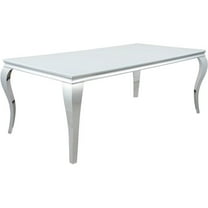 Bowery Hill Contemporary Rectangular Glass Top Dining Table in White