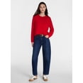 thumbnail image 3 of Scenario Women's and Women's Plus Cozy Crewneck Sweater with Long Sleeves, Sizes XS-4X, 3 of 6