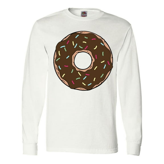 Inktastic Brown Donut, Donut With Colorful Sprinkles, Frosting Long Sleeve T-Shirt