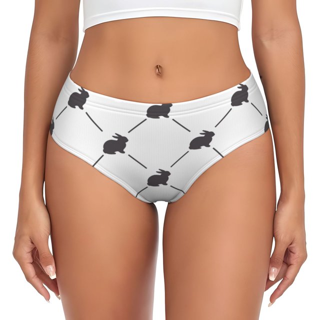 Balery Black Rabbit Ropa Interior de Algodón para Mujer con Dibujo – Braguitas Cómodas y Elásticas, Estilo Clásico-X-Large