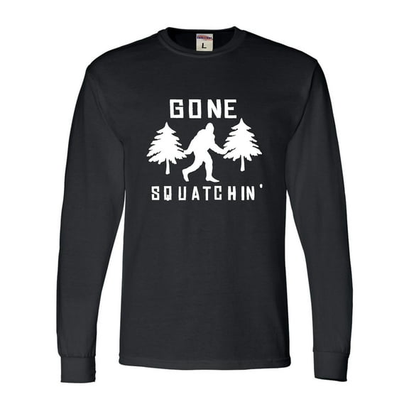 Adult Gone Squatchin' Gone Squatching Bigfoot Sasquatch Long Sleeve T-Shirt