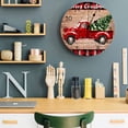 thumbnail image 7 of Wall Clock 14 Inch Red Truck with Christmas Tree Round Silent Decorative Wall Clocks Battery Operated for Living Room Bedroom Kitchen Classroom Decor, Vintage Brown Wood Grain,Large, 7 of 7