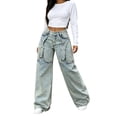 thumbnail image 2 of Miqool Plus Size Baggy Pants for Women Girls Wide Leg Jeans Y2k Hip Hop Streetwear Oversized Jeans Grunge Clothes, 1XL-4XL, 2 of 7