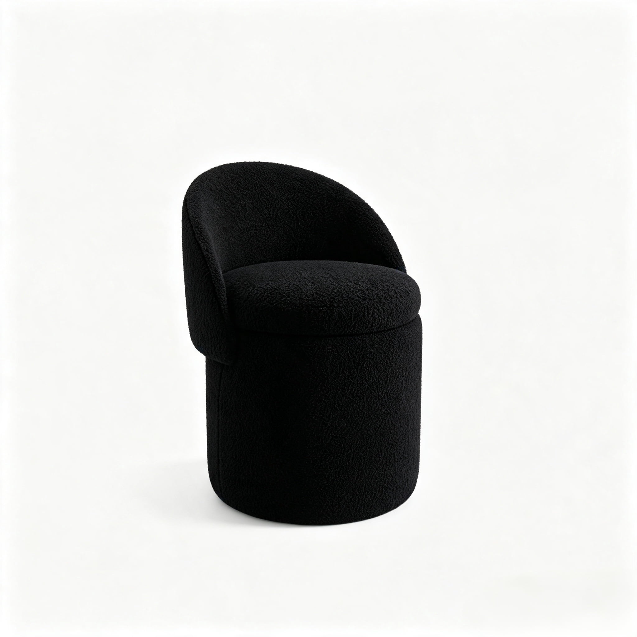 Makeup Stool 15.7 Inch, Vanity Stool with Storage and Foldable Backrest for Bedroom and Dressing Room, Upholstered Accent Chair for Living Room, Black