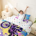 thumbnail image 3 of Castle Fairy Pop Art Motocross Twin Bedding for Teens, Bright Burst Jump Duvet Cover Set for Vibrant Bedroom, Purple Pink,2pcs,No Comforter, 3 of 6
