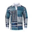 thumbnail image 3 of Camisas Vaqueras Para Hombre Manga Corta Camisa de manga larga con solapa de otoño para hombre Estampado de moda informal (Blue, XL), 3 of 7