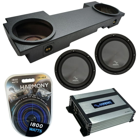 02-13 Chevy Silverado HD Crew Harmony R124 Dual 12" Rhino Sub Box & HA-A400.1