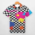 thumbnail image 3 of Retro Classic 1980s Shapes On Black And White Check Men Zipper T-shirt Summer Casual Short Sleeve T-shirt Top, 3 of 7