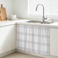 thumbnail image 3 of Grey Buffalo Plaid Cabinet Curtains 28"W x 35L, Farmhouse Checkered Watercolor Under Sink Skirt for Bathroom Vanity Kitchen Self Adhesive, Dust-Proof Privacy Curtain for Closet Shelves Laundry Room, 3 of 9