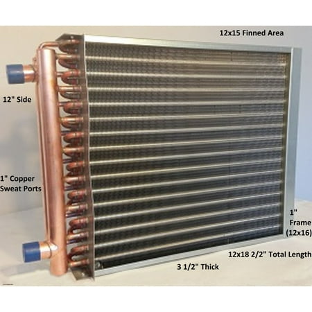 

12 x 15 Water to Air Heat Exchanger~~1 Copper ports w/ EZ Install Front Flange