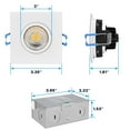 thumbnail image 6 of Luxrite 3 Inch Square Gimbal Recessed LED Lights 8W 5 CCT Selectable 2700K-5000K 600LM Dimmable Damp Rated, 6 of 7