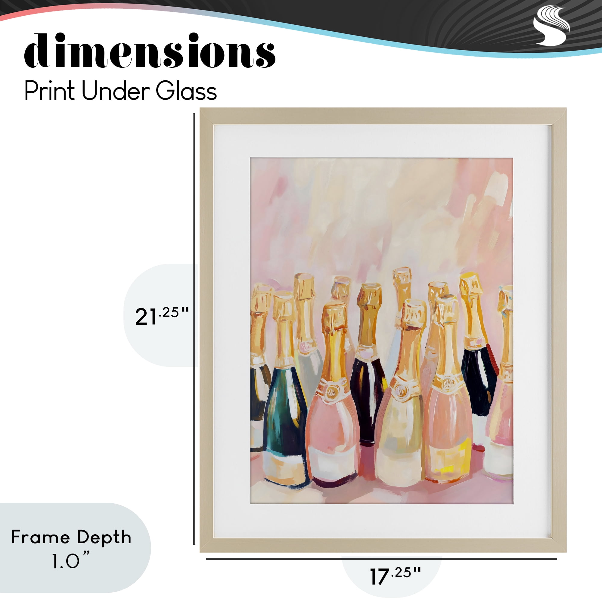 Stupell Industries Blush Champagne Bottles Collection Birch Framed Print Under Glass, design by The Prints Vibe