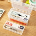 thumbnail image 5 of Extra Large Pencil Case, Plastic Pencil Box with Snap-tight Lid & Handles, Stackable Translucent Storage Organizer for Educational Supplies & Office Use, Easy-access Clear Design for, 5 of 9