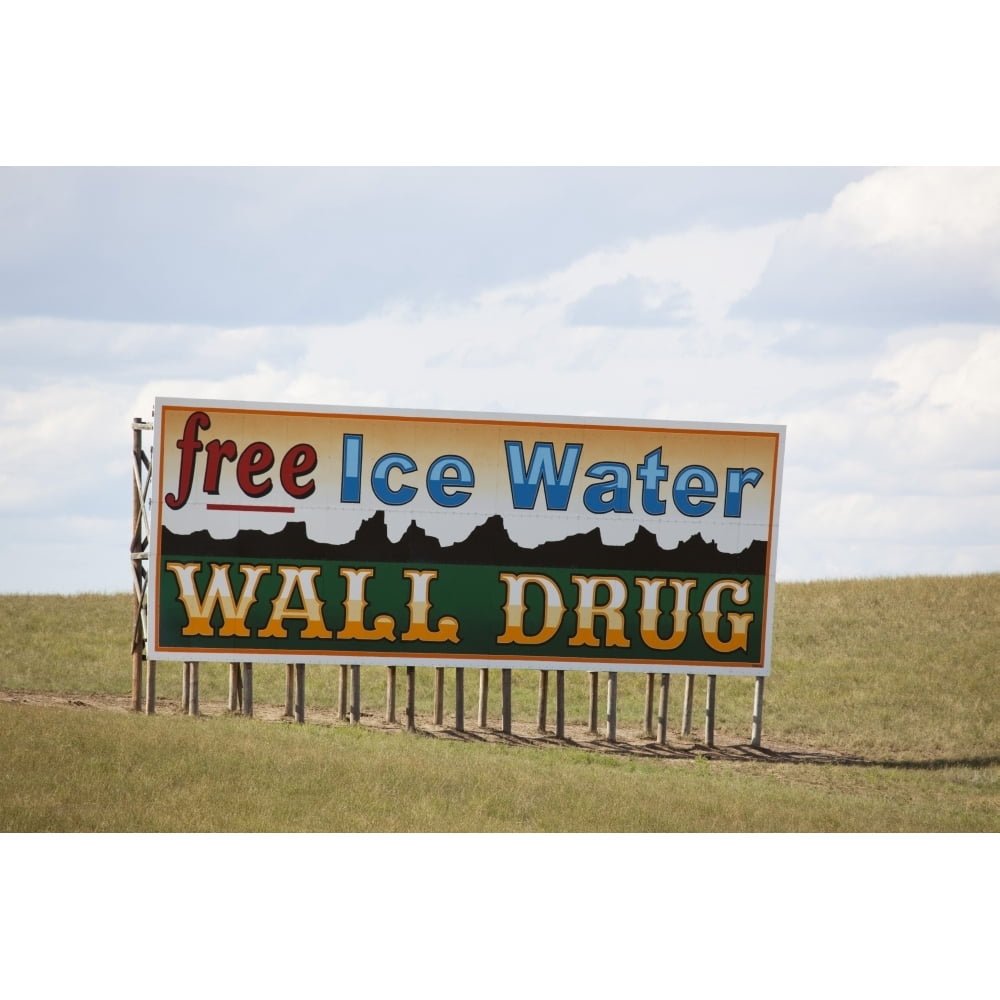 Wall Drug billboard Free Ice Water Wall South Dakota Poster Print (24 x 36)