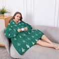 thumbnail image 5 of Oversized Wearable Blanket Hoodie,Green Christmas Tree and Snow Pattern Sherpa Blanket Hoodie with Super Pockets,Super Warm Fuzzy Pullover for Women & Men, 5 of 6