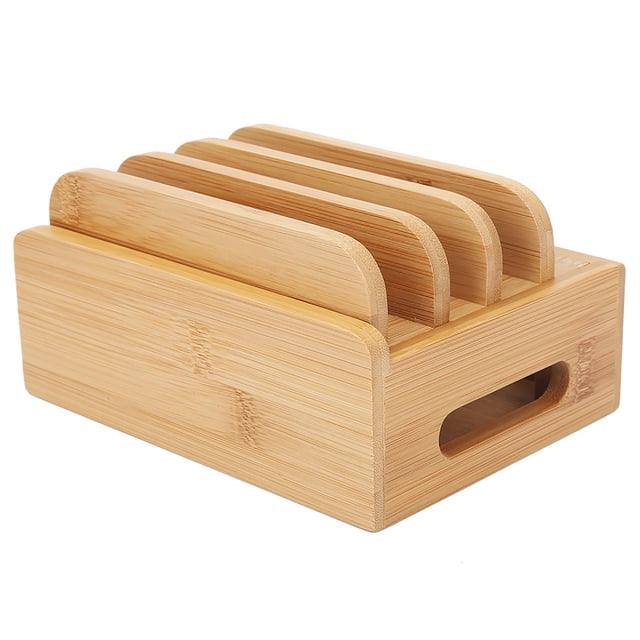 Zerone Organizer, Bamboo Multi-device Stand Holder Charging Station Phone Tablet Cord Organizer Use