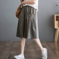 thumbnail image 6 of Utoimkio Women's Elastic Waist Culottes,Wide Leg Cropped Pants with Side Buttons, 6 of 9