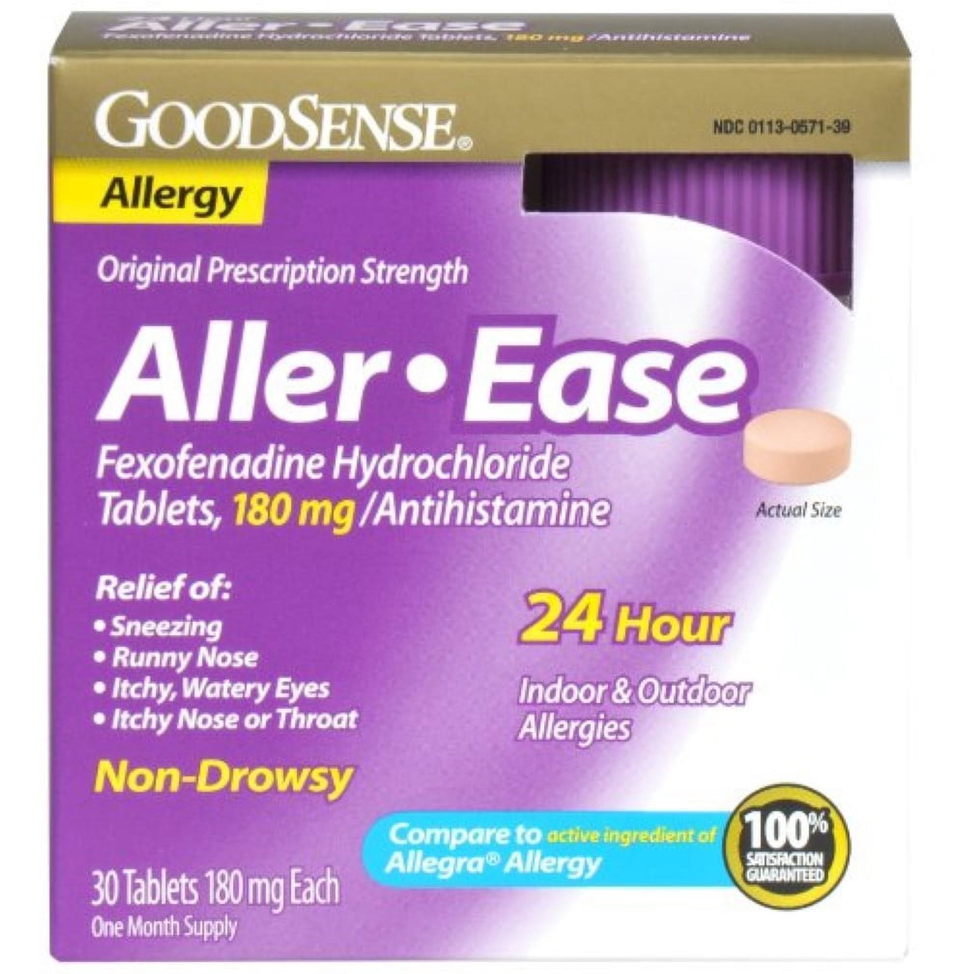 GoodSense Aller-Ease Fexofenadine Hydrochloride Tablets, 180 mg 30 Tablets