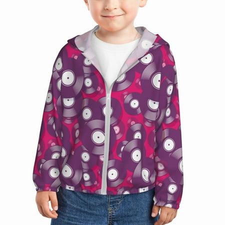 

Goofa Vintage Vinyl Record Printed Kids Zip-Up Hoodie Girls Boys UPF50+ Sun Protection Jacket Hooded Cooling Shirt-5 Years