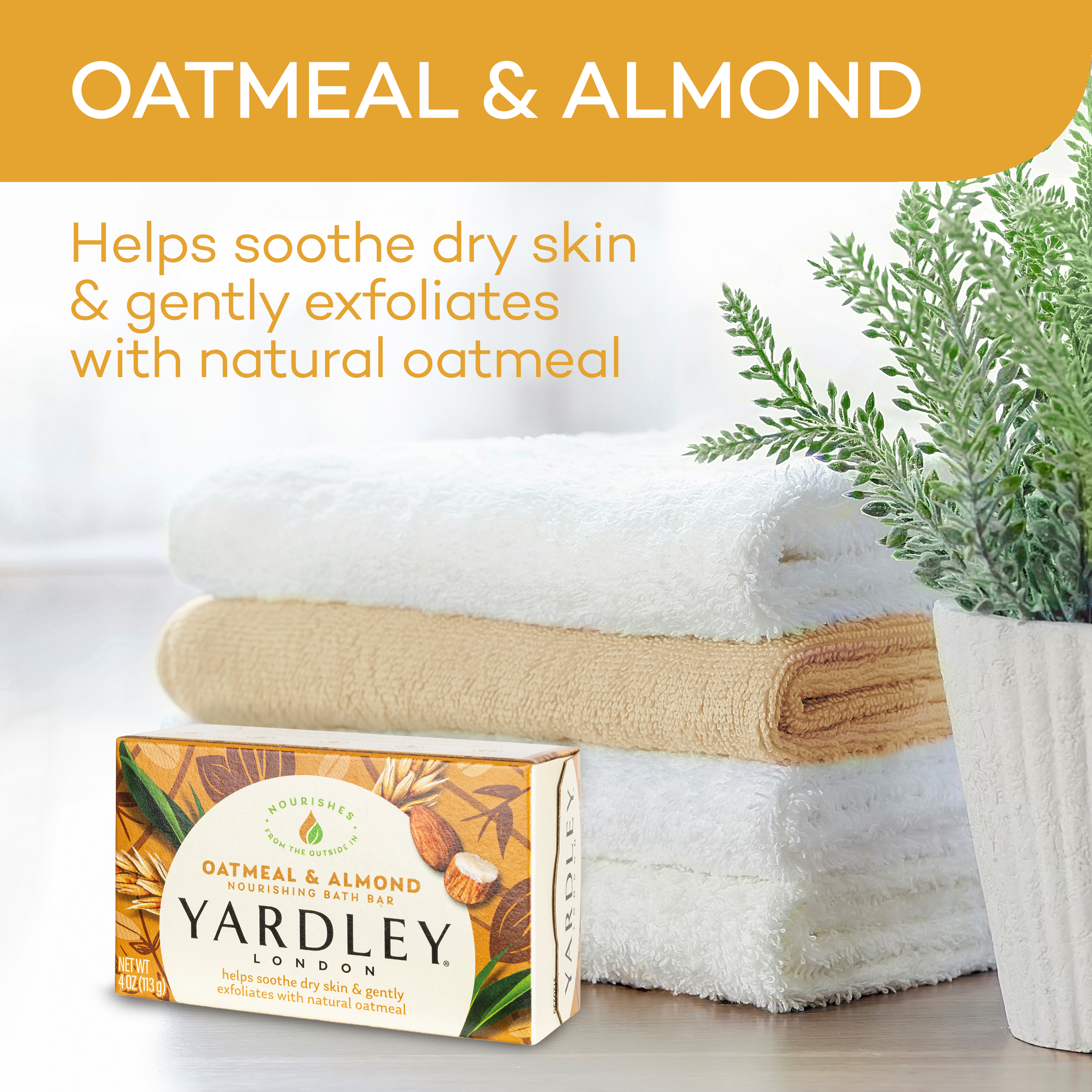 (Pack of 3) Yardley London Oatmeal & Almond Nourishing Bath Bar, 4.0 Oz Bar - image 3 of 9