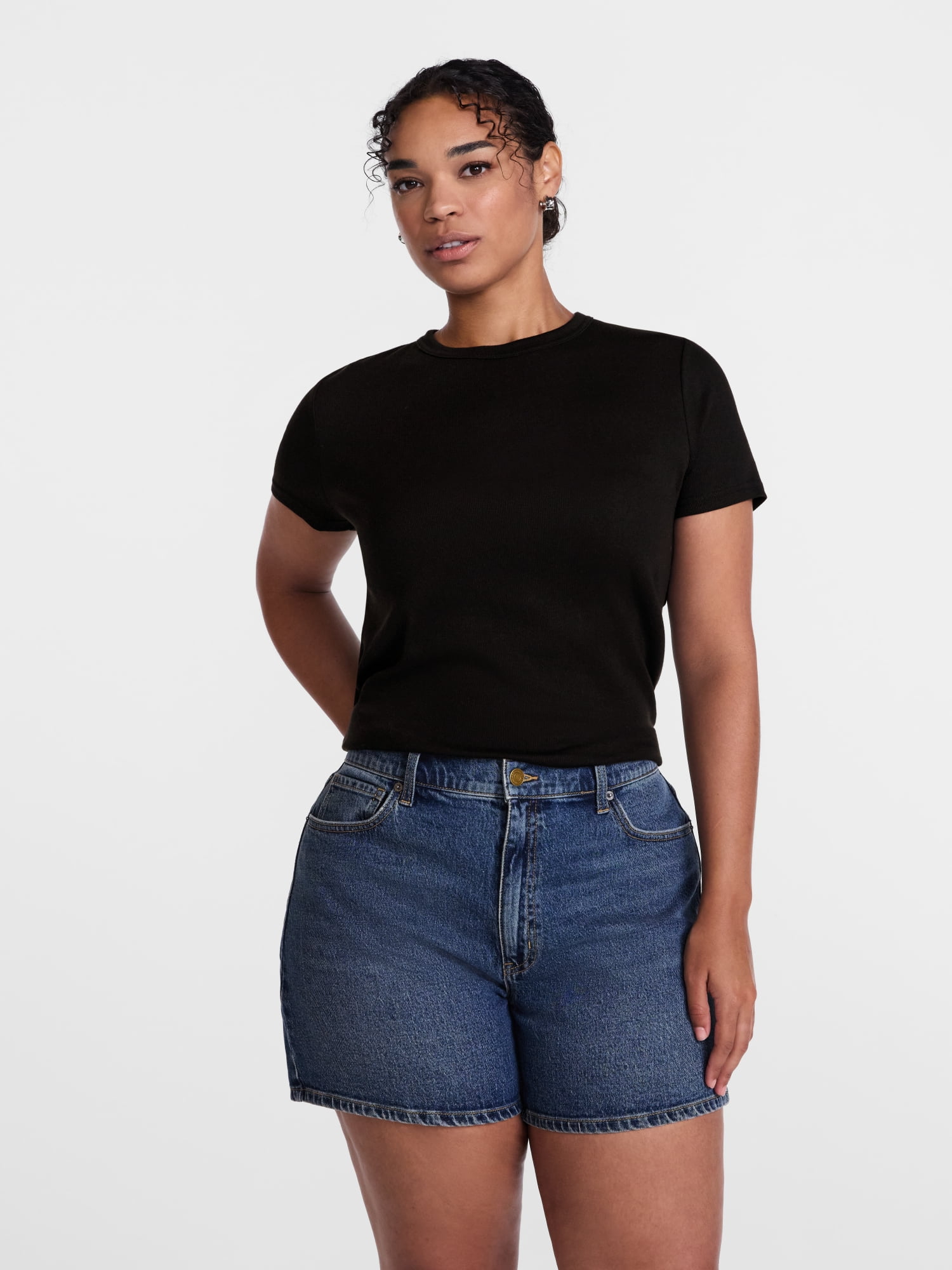 Scenario Women's Rib Tee with Short Sleeves, Sizes XS-XXXL