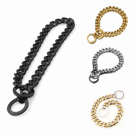Stainless steel collar-Kingswick Dog Chain Collar Choke Collar Non-scalable Anti-Chew Stainless Steel Metal Collars Choker Chain for Small Medium Large Dogs