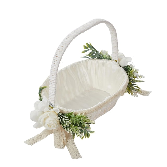 Cesta de boda tejida, colección de contenedores, color , multiusos, para decoración de niñas de , para regalo del hogar, picnic