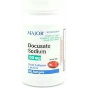 Major Pharmaceuticals Docusate Sodium 100 mg Stool Softener Laxative 100 Softgels Treat Occasional Constipation Irregularity Pack of 1 NDC 0904-6998-60