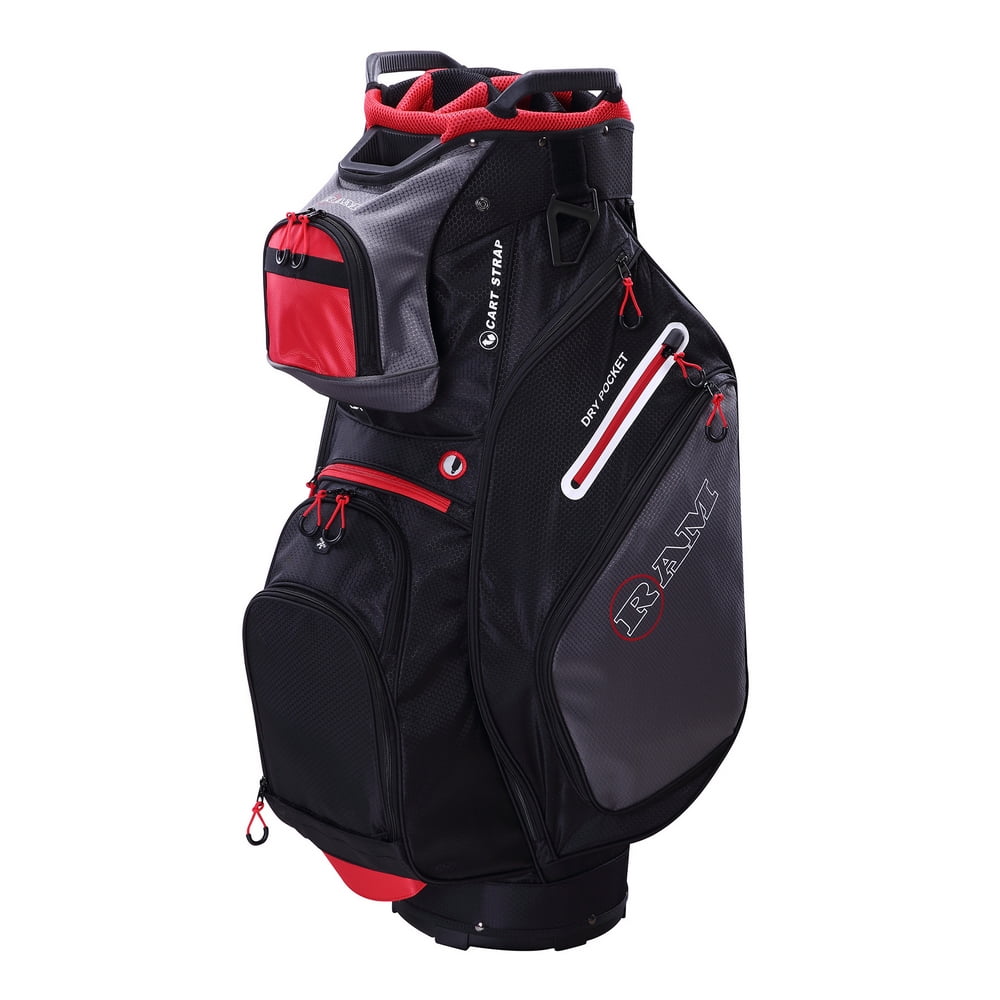 Ram Golf Fx Deluxe Cart Bag With 14 Way Full Length Dividers Black Grey Red