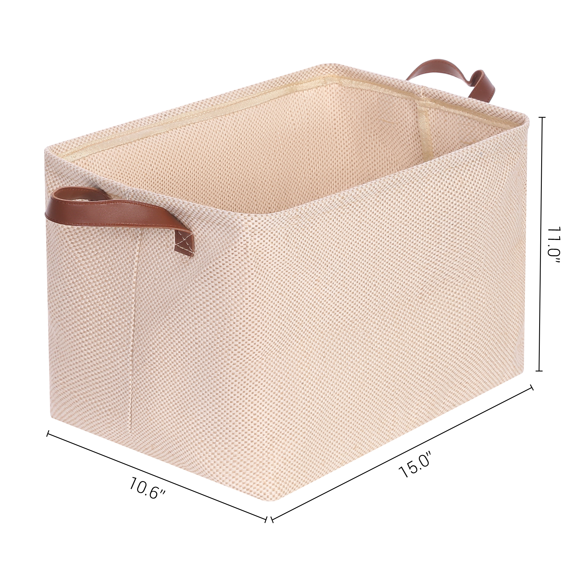Unique Bargains Fabric Storage Cube Storage Bin Storage Basket Beige Dot