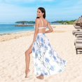 thumbnail image 6 of FORMRS Womens Long Sarong Beach Wrap Semi-Sheer Bikini Skirt Bathing Swimsuit Cover Up, Forget Me Not, 6 of 7