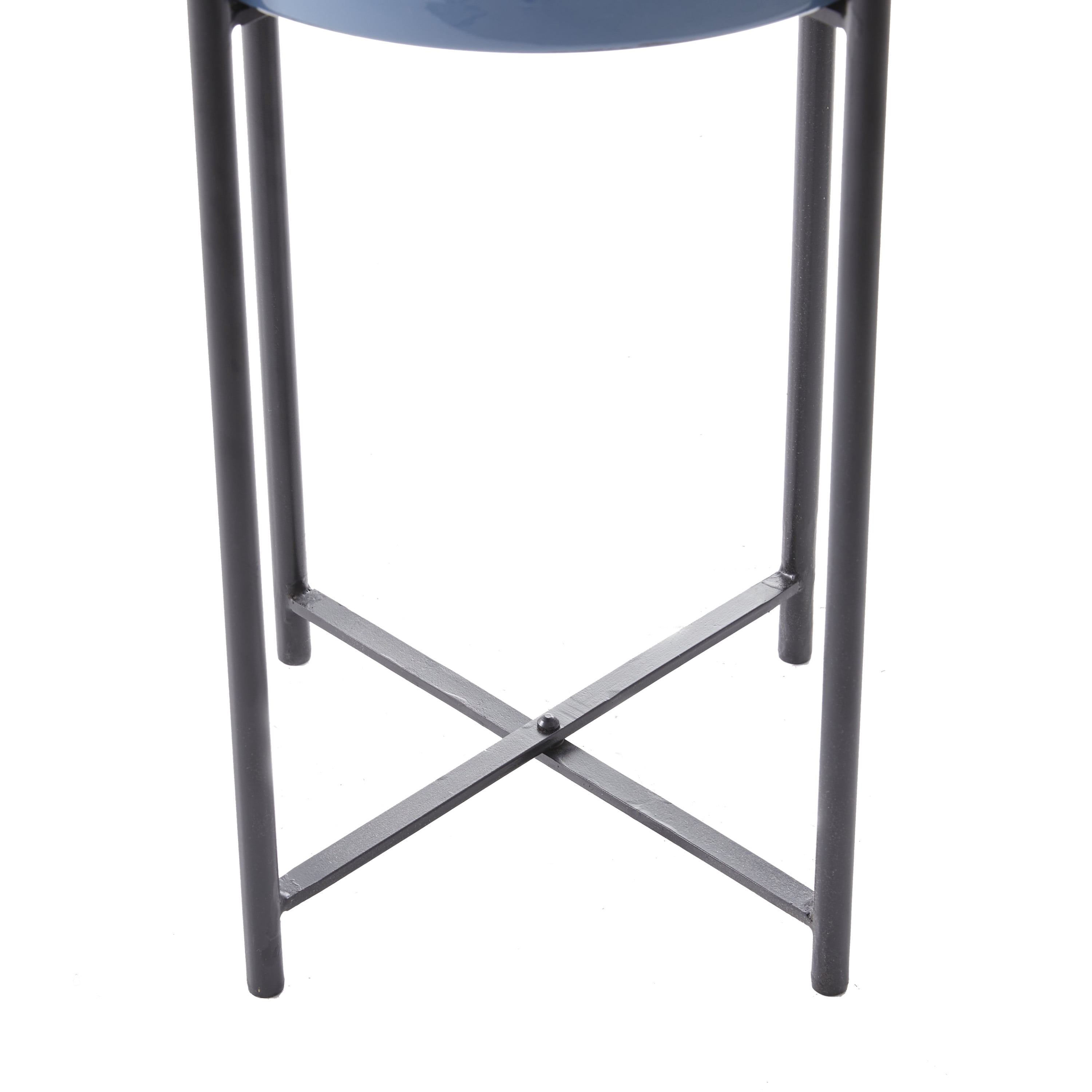 CosmoLiving by Cosmopolitan 24", 21"H Indoor Outdoor Blue Metal Planter with Removable Stand (2 Count)