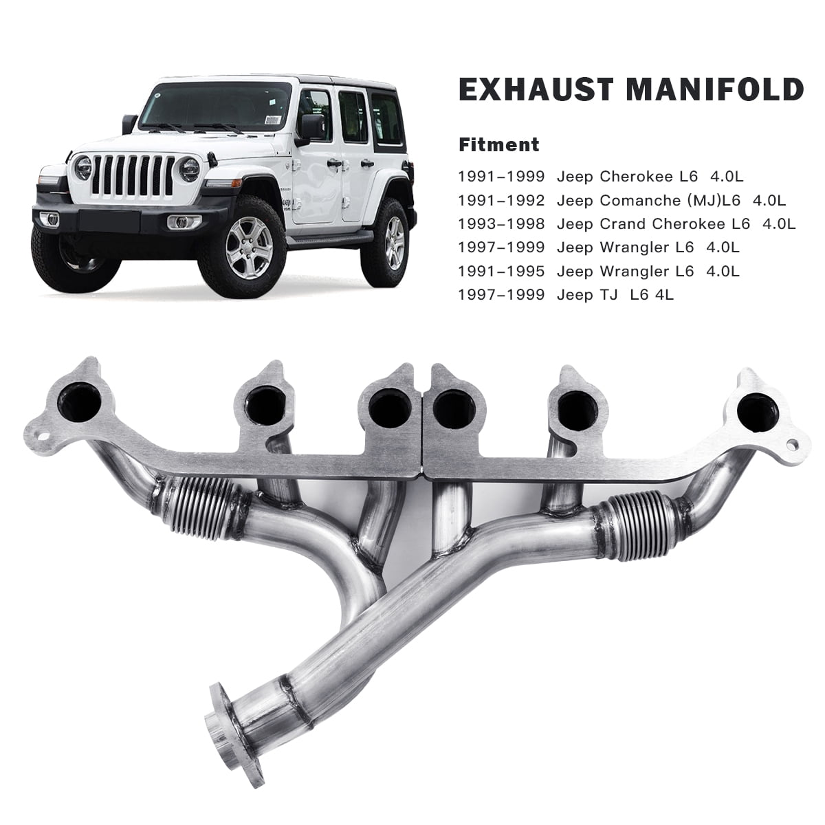 Costway Exhaust Manifold Kits Set Stainless Steel for Jeep Wrangler Grand  Cherokee  