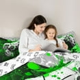 thumbnail image 5 of Feelyou Cartoon Game Console Full Size Comforter Sets for Kids, Gamepad Gaming Bedding Comforter Set, Splash Honeycomb Green Reversible Bedding Sets, Super Cozy Room Decor, 3 Pieces, 5 of 8
