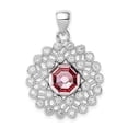 thumbnail image 2 of Sterling Silver Rhodium-plated Wavy Clear & Pink Crystal Pendant, 2 of 3