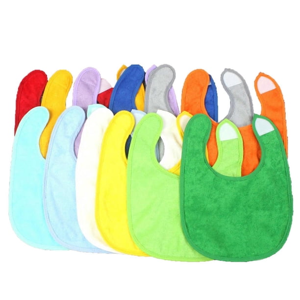 Terry-Cloth Baby Towel Bib U-shape Drooling Bib Neck Scarf Solid Color Feeding Bibs Toddler Nursing Bib for Eating 12pcs