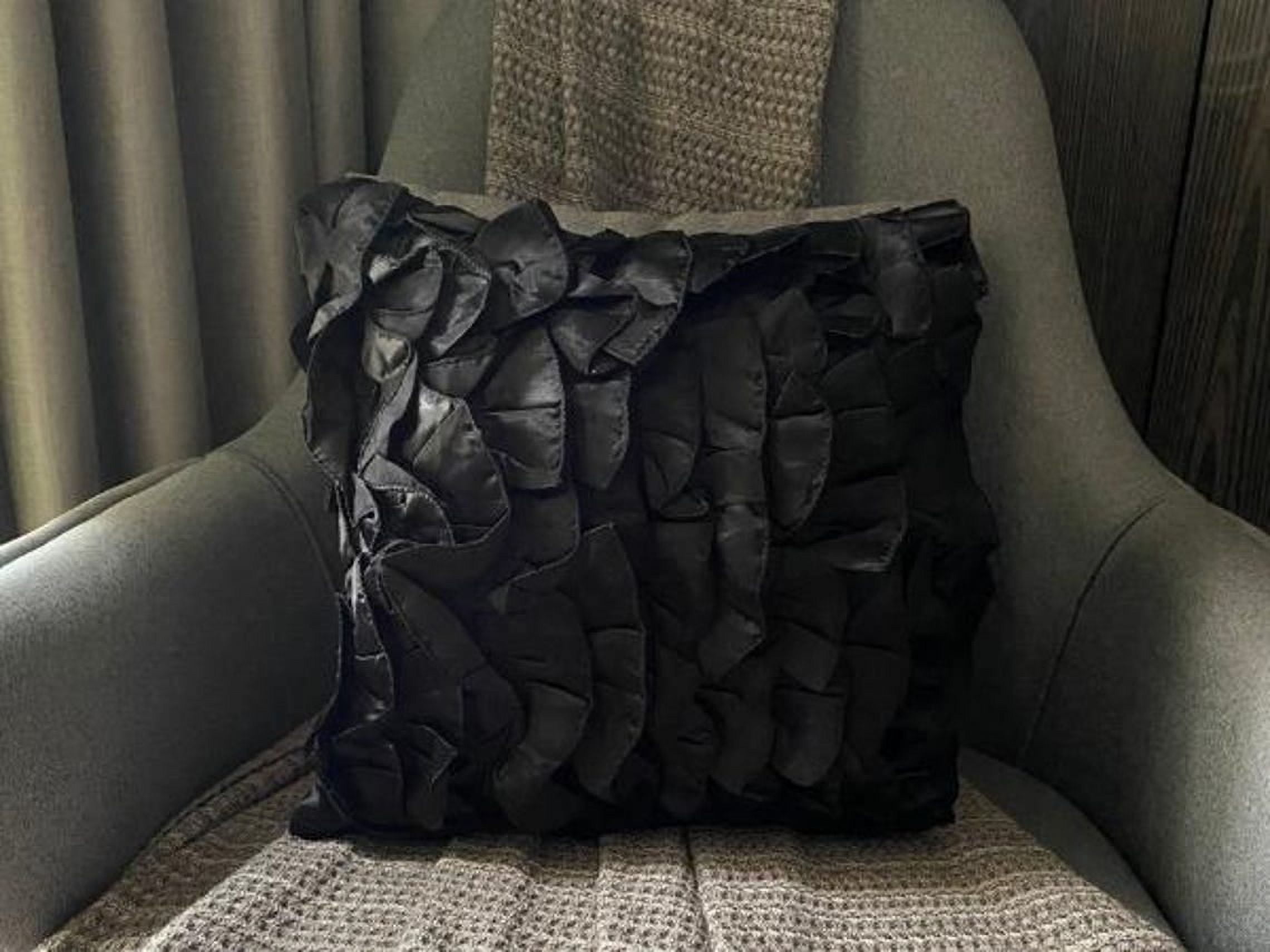 The HomeCentric Pillow Covers Black Pillow Cover Vintage Style Ruffles Shabby Chic Pillow Case Pack of 2 20x20 inch (50x50 cm) Throw Pillow Cover Solid Pillow Halloween Decorations - Vintage Black