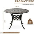 thumbnail image 3 of Cast Aluminum Outdoor Dining Table 42" Round Patio Dining Table with 1.7" Umbrella Hole,Large Garden Patio Table for 4-6 People, Bronze, 3 of 15