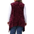 thumbnail image 4 of DARING DIVA Women's Plus Size Velvet High Low Hem Open Front Cardigan Vest 1X Burgundy, 4 of 5