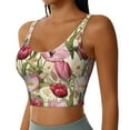 thumbnail image 2 of Sports Bras For Women Workout Tank Tops, Tulips Flowers Light Pink Running Vest With Removable Cups, 2 of 2