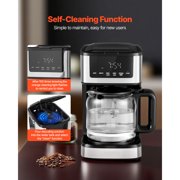 KFFKFF Programmable 12-Cup Drip Coffee Maker with Touch Screen, 4-Hour Keep Warm Function, Adjustable Brew Strength, and 24-Hour Timer for Home Use