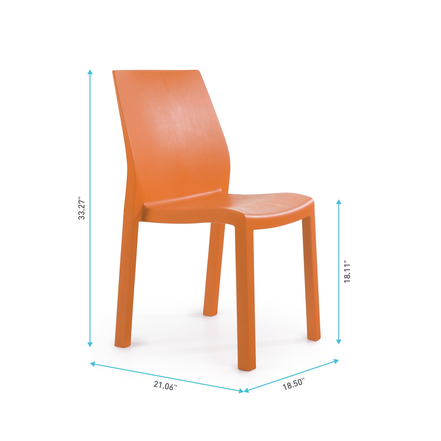 WRGHOME Palma Modern Outdoor/Indoor Plastic Resin Stacking Patio Dining Chairs  (Set of 2) - ORANGE